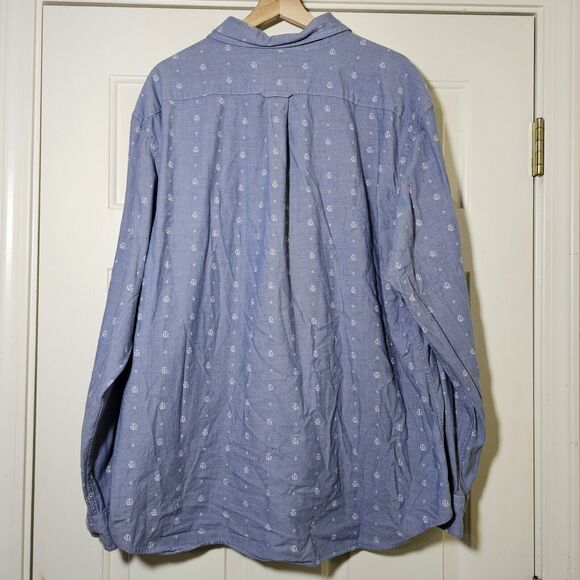 Nautica Mens Anchor Nautical Button Up Light Blue Long Sleeve Preppy XXL - Picture 6 of 7